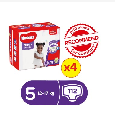 HUGGIES NAPPY PANTS SIZE 5 (122 pants x 4) 12-17kg